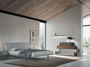 Letto matrimoniale Silom in tessuto imbottito di Mobilgam