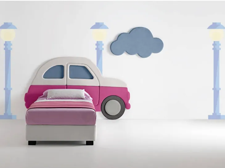 Letto moderno in tessuto per bambini Car di Bside