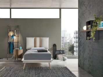 Letto singolo con testiera in tessuto imbottito Santorini di Target Point