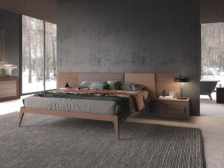Letto Tetris in legno e tessuto Mobilgam