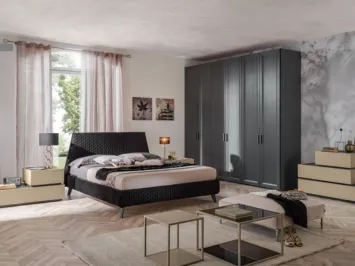 Letto matrimoniale VG501 con testiera in tessuto trapuntato di Moretti Compact