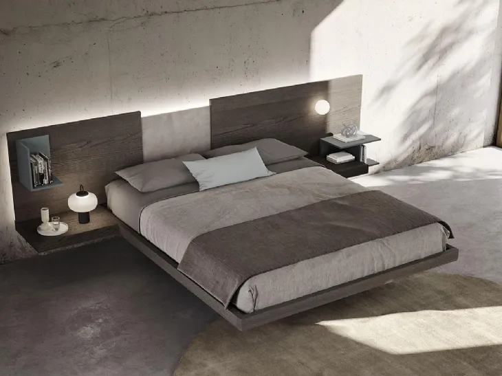 Letto in legno con testiera Wall System Dreaming 05 di Mobilgam