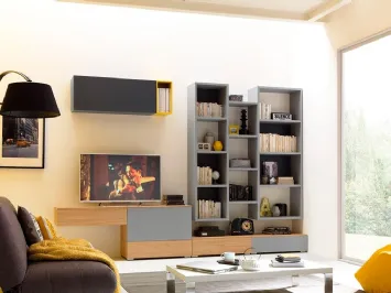 Libreria sospesa in laccato grigio LV105 di Moretti Compact