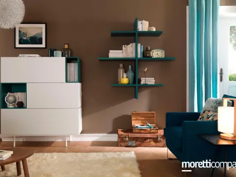Libreria moderna in laccato opaco Flexa LV202 di Moretti Compact