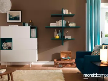 Libreria moderna in laccato opaco LV202 di Moretti Compact