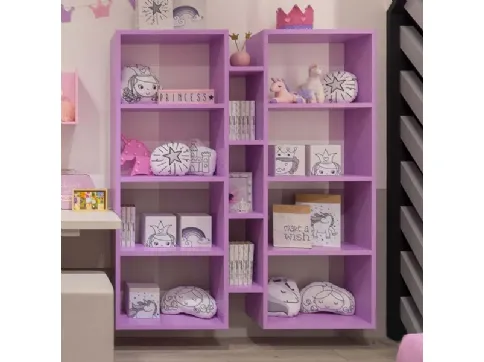 Libreria sospesa in laccato lilla MC034 di Moretti Compact