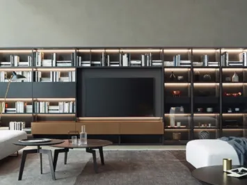Libreria Modo M6C62 in laccato metallo Bronzo di Sangiacomo