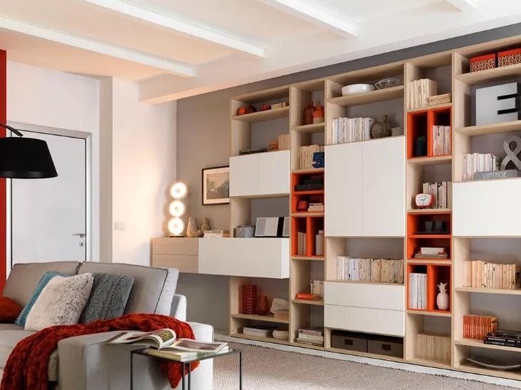 Libreria in melaminico larice e frassino LV117 di Moretti Compact