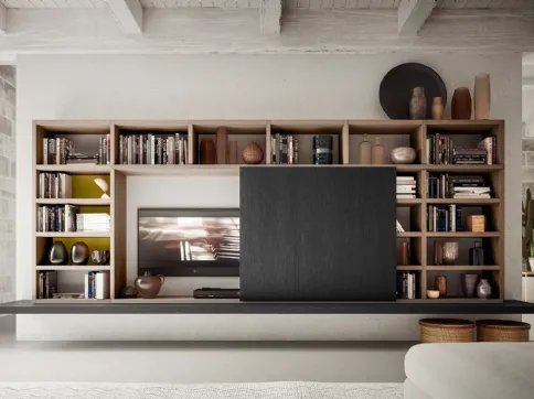 Libreria My Space 8 con vano porta TV a scomparsa di Alf Da Frè