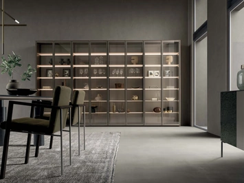 Libreria Pari & Dispari 11 con ante in vetro trasparente di Presotto