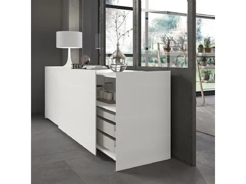 Madia con ante scorrevoli Madia Live 04 SIMPLY BEAUTY in laccato bianco gesso opaco di Morassutti