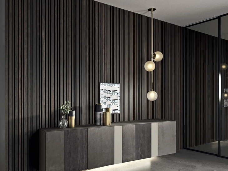 Mobile sospeso InclinART in laccato metal e legno di Presotto