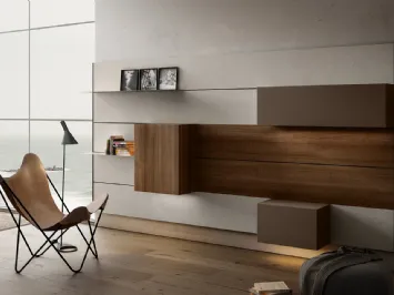 Mobile sospeso Living 01 in Noce e laccato opaco di Arredo3