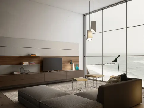 Parete Attrezzata sospesa in laccato lucido Living 01 di Arredo3