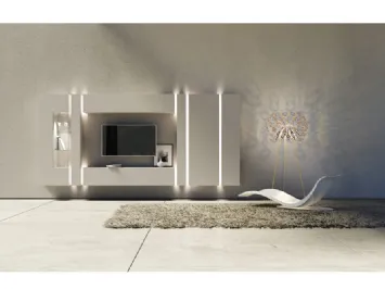 Parete attrezzata sospesa in laccato opaco beige Comp 01 di Voltan