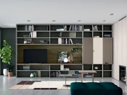 Parete Attrezzata Composizione Horizon 865 in laccato e legno di Mobilgam