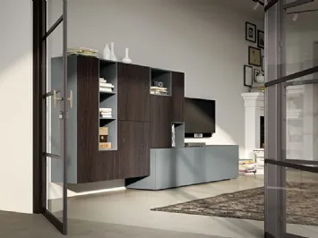 Parete Attrezzata Live 22 BE COLOUR in rovere affumicato e laccato grigio opaco di Morassutti