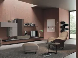 Parete Attrezzata Composizione Horizon 918 in laccato opaco e legno di Mobilgam