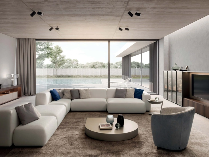 Divano angolare in tessuto Kos di Presotto