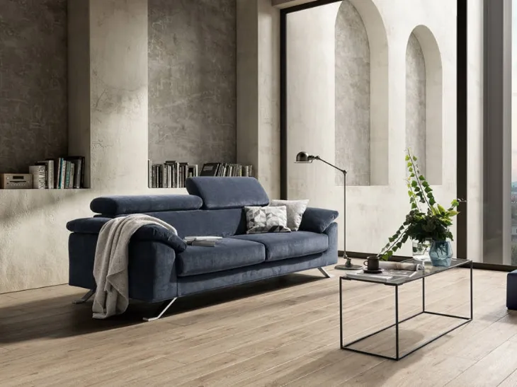 Divano in tessuto con poggiatesta regolabile e piedi in metallo Loft Special di Samoa