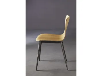 Sedia on struttura in acciaio verniciato e seduta realizzata in legno di rovere naturale Dandy TT di Colico