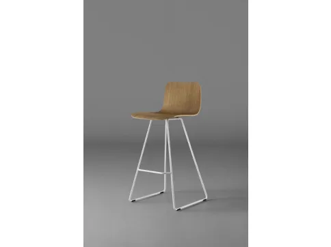 Sgabello in rovere e acciaio Dandy SL SS di Colico