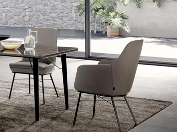 Sedia in pelle con o senza braccioli Lyra di Presotto