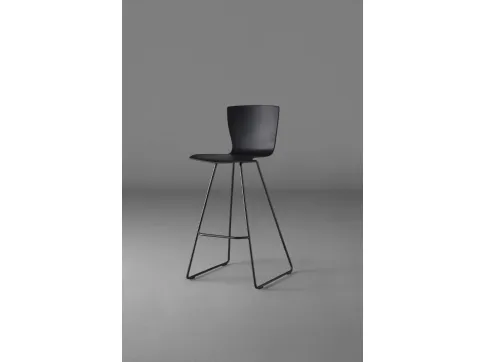Sgabello in tindino di acciaio con seduta in polipropilene soft touch Rap SL SS di Colico