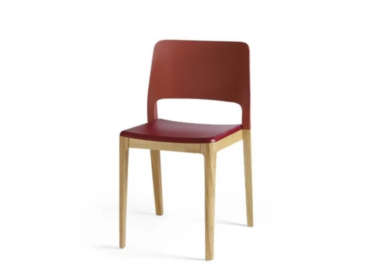 Sedia in legno con seduta e schiena in polipropilene Settesusette Polyurethane di Infiniti