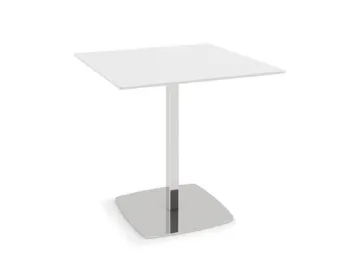 Tavolo con piano quadrato e base in acciaio inox Bombè Table Square di Infiniti