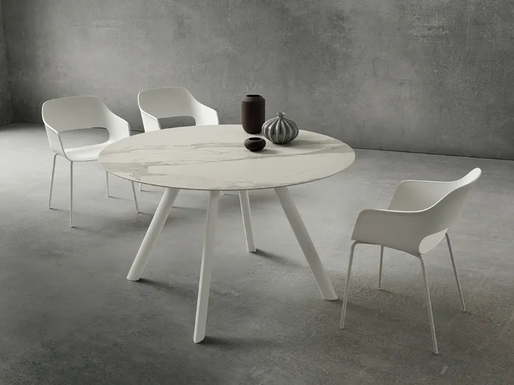 Tavolo rotondo in Laminam, gres porcellanato, Nicola di La Primavera