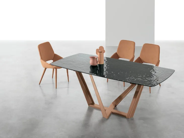 Tavolo allungabile Priamo con top in vetro di Target Point