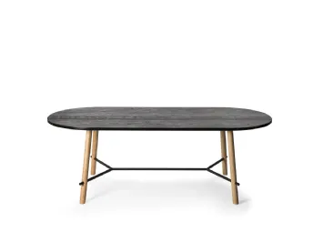 Tavolo Record Living in Rovere Naturale con base in acciaio di Infiniti