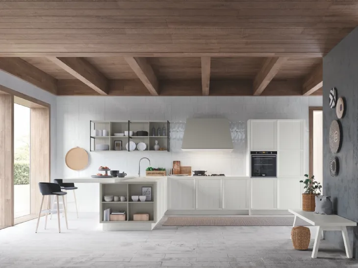 Cucina Classica Tosca v3 in Frassino laccato Bianco Alba di Stosa