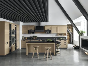 Cucina Classica York v3 Anta Dogata Rovere Nordic, Maniglia ad incasso MTAB di Stosa