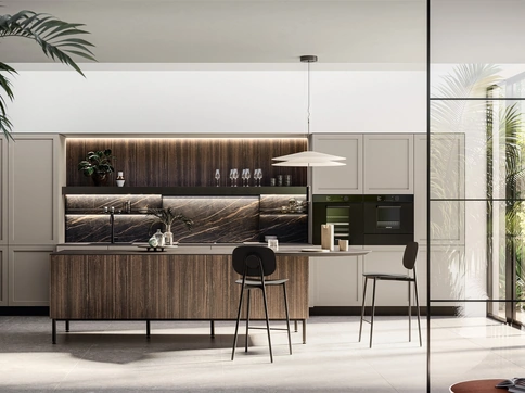 Cucina Moderna con isola Alma 03 in pet e laminato di Arredo3