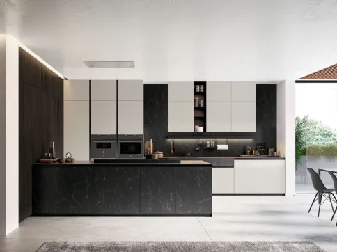 Cucina Moderna Glass 2 0 03 con penisola di Arredo3