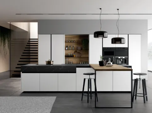 Cucina Moderna Glass 2 0 06 con isola di Arredo3
