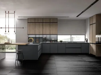 Cucina Moderna Kronos 02 con penisola di Arredo3