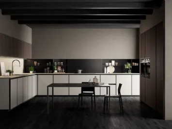 Cucina Moderna angolare Kronos in vetro Nebbia opaco di Arredo3