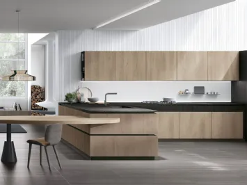 Cucina Moderna con penisola Natural v11 in Rovere Sahara di Stosa