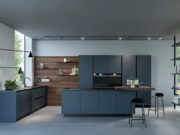 Cucina Moderna con isola Infinity v09 in Graniglia Fiume e Rovere Sesamo di Stosa